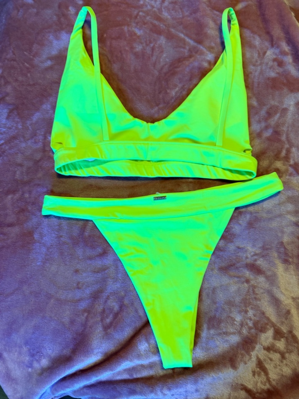 Neon Yellow Bikini Set - Women’s Two-Piece Swim - Picture 3 of 5